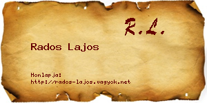Rados Lajos névjegykártya